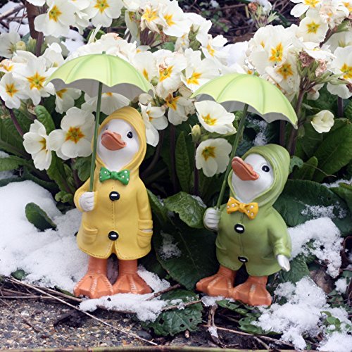 Dilly and Dally Garden Ducks, garden ornaments, Pair of Ducks, 21cm high with detachable umbrellas - 3