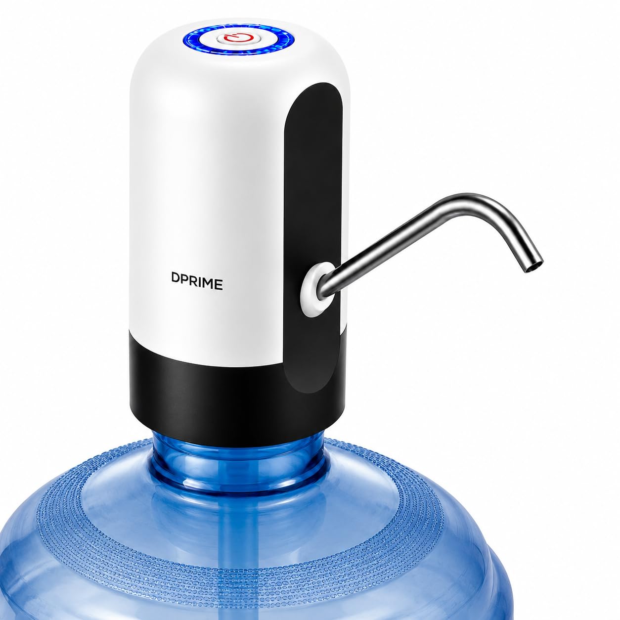 DPrime Electric Water Dispenser Pump for 10L, 15L & 20 Litre Bottle | USB Rechargeable 800mAh | Stainless Steel Nozzle, Food-Grade Hose | One-Touch Portable for Home, Office & Travel-image-1