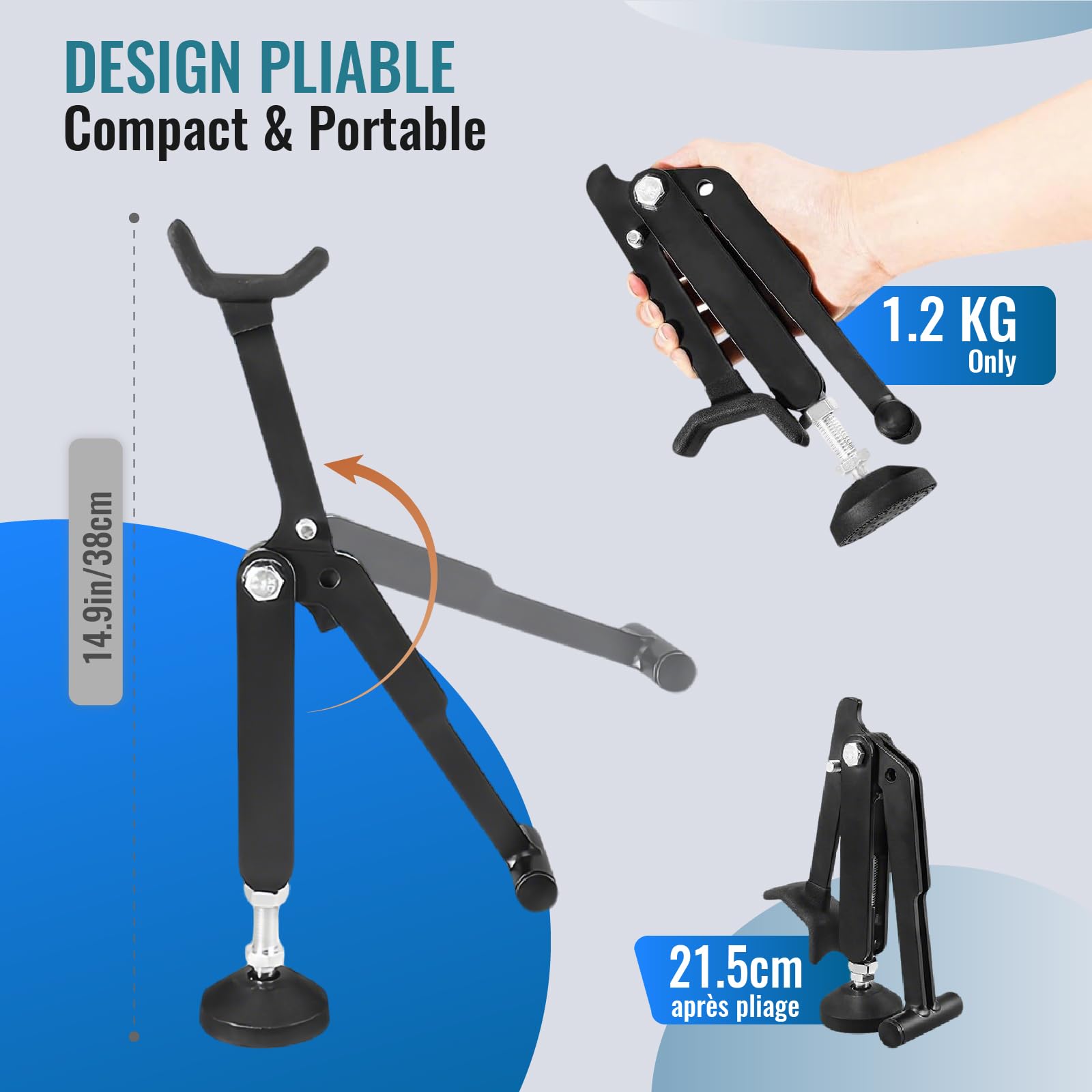 Bequille Moto Pliable, Crics de Levage Portable pour Roue Arrière, Leve Moto Universel avec Poignée, Hauteur et Angle Réglables, pour la Plupart de Moto, Vélo, Tout-Terrain