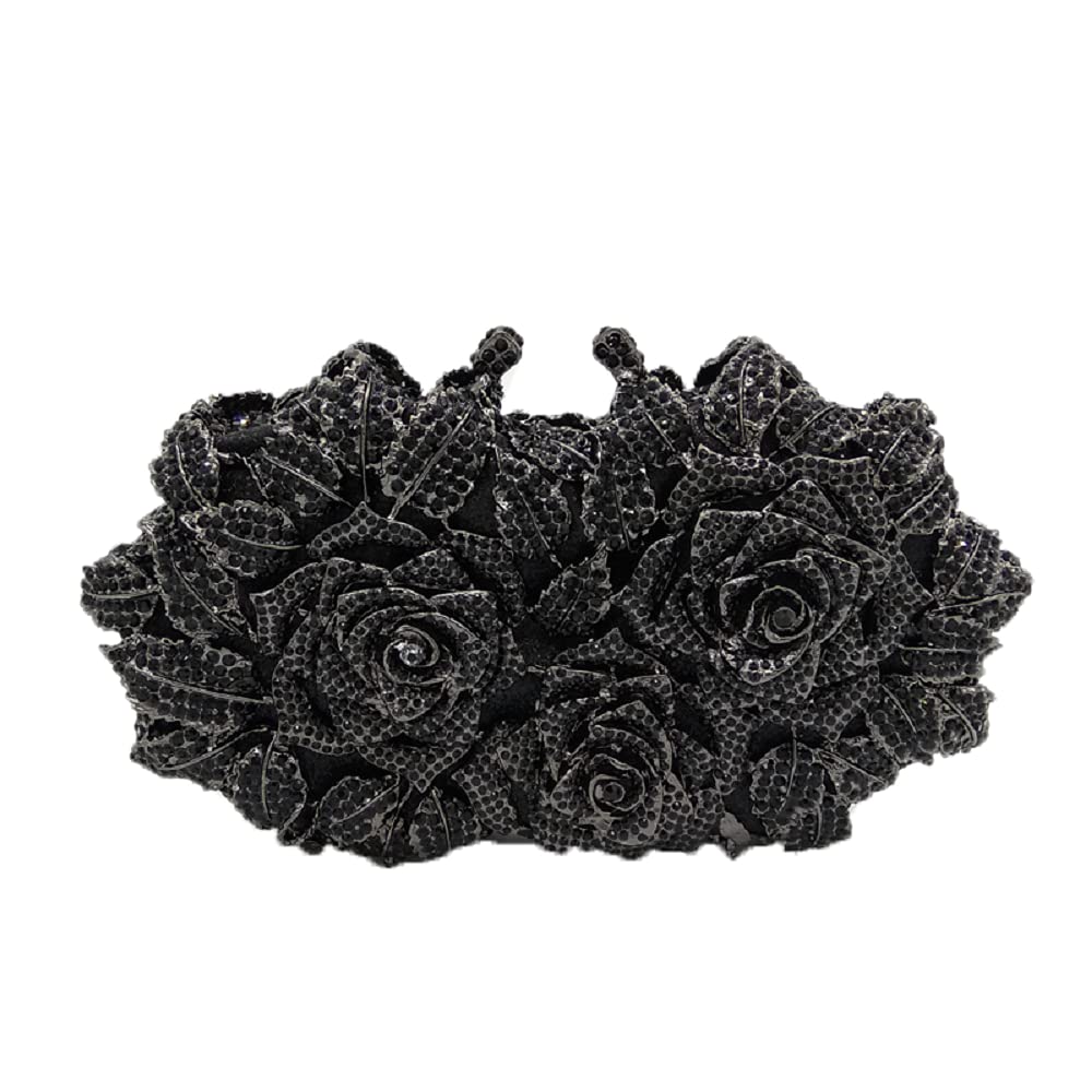 Boutique De FGG Elegante Crystal Avondtassen voor Vrouwen Formele Party Box Clutch Bruiloft Strass Handtassen Bruids Portemonnee, Grijs, Small