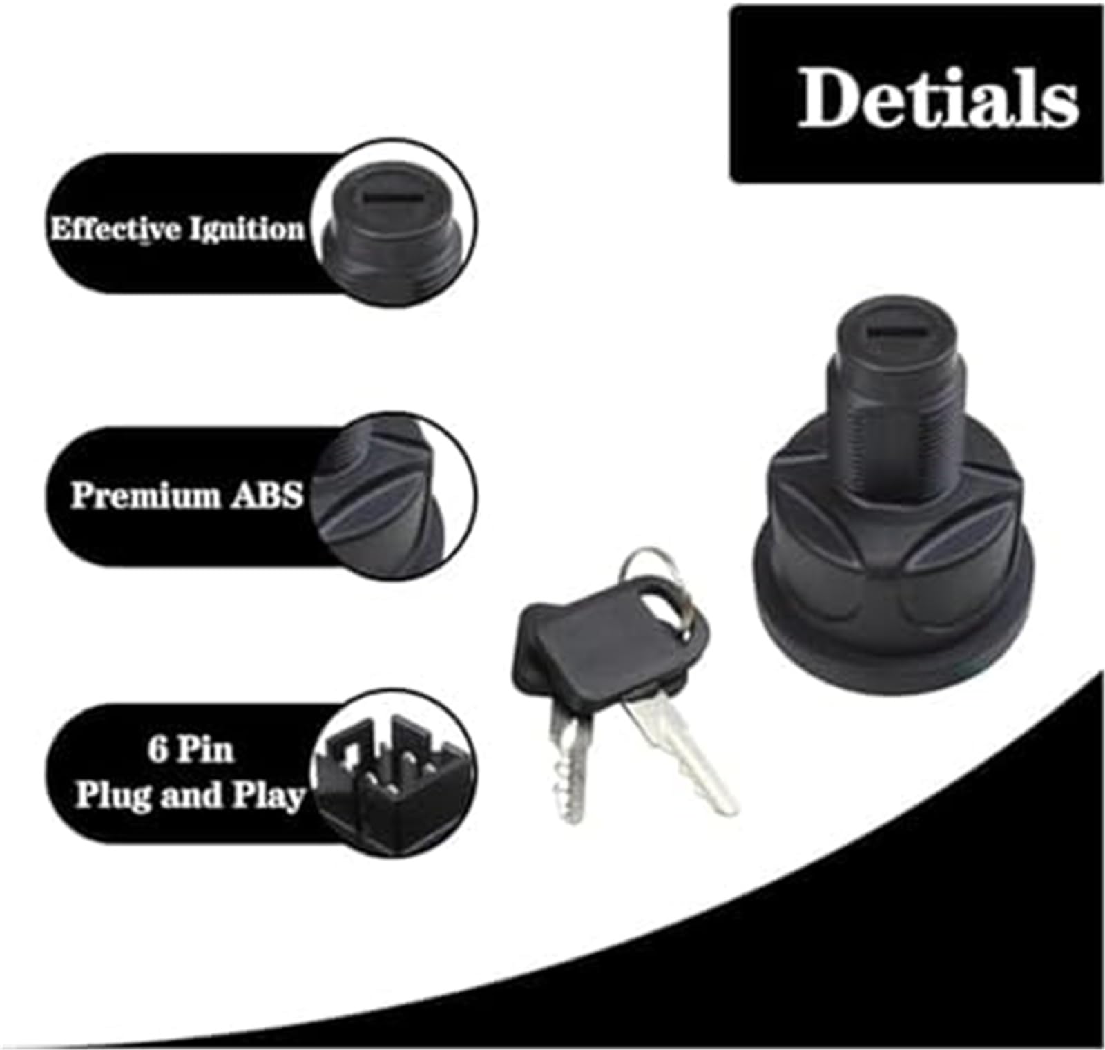 Interruptor de encendido, para John Deere, para 345 355 636M 648R 652M 661R GT235 GT245 LX277 LX279 X595 XUV550 Z720E Z930M, AUC18708 Interruptor de encendido del cortacésped