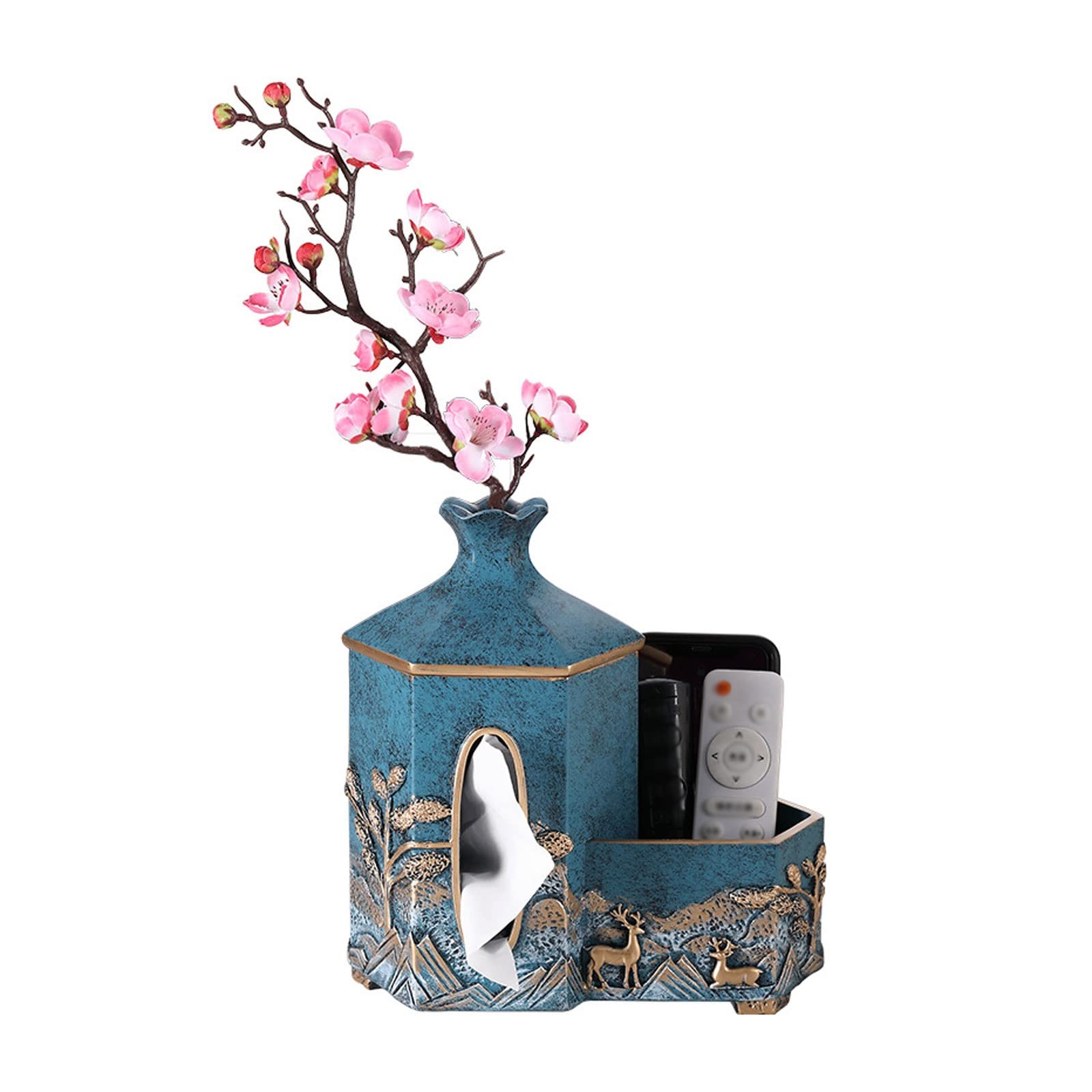PEMAR Porta Fazzoletti Decorativo In Legno Di Acacia Con Intarsi Di Madreperla – Scatola Cubica 15 Cm Per Tovaglioli, Arredamento Rustico Vintage