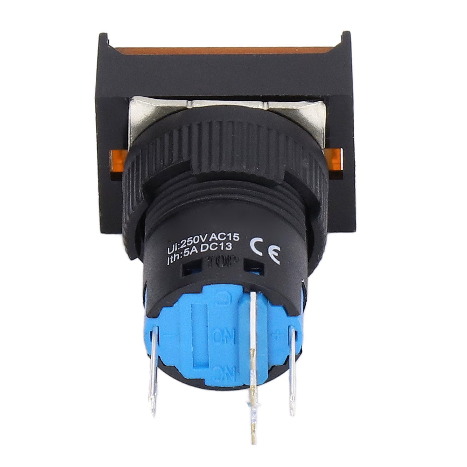 Yosoo Health Gear Interruptor de Botón, Interruptor de Botón de Latón ABS 24 V 16 Mm con Luz, Autobloqueo y Control Momentáneo, Clasificación 5 A, para Equipos de Automatización Caja de Distribución