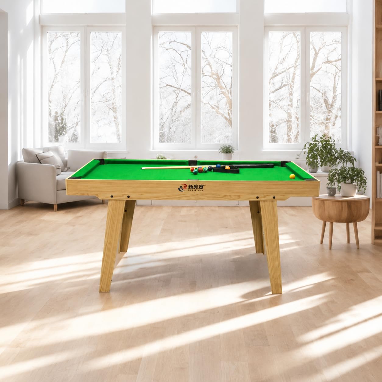 Billard Table 160cm en Bois, Mini Billard Américain pour Enfants & Adultes, Tapis Feutre Laine, Accessoires Inclus pour Jeu d'Intérieur
