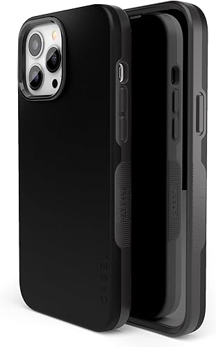 Casely Funda para iPhone 13 Pro  Compatible con MagSafe  Funda protectora negra sobre negra