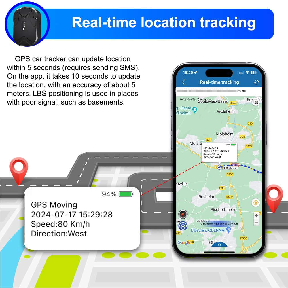 WINNES 4G Localizzatore GPS per Auto, TK905C Tracker Antifurto Senza Abbonamento, 20000mAh (240G Standby), Calamita Potente, Localizzazione Tempo Reale per Moto e Camion, App Italiana iOS & Android