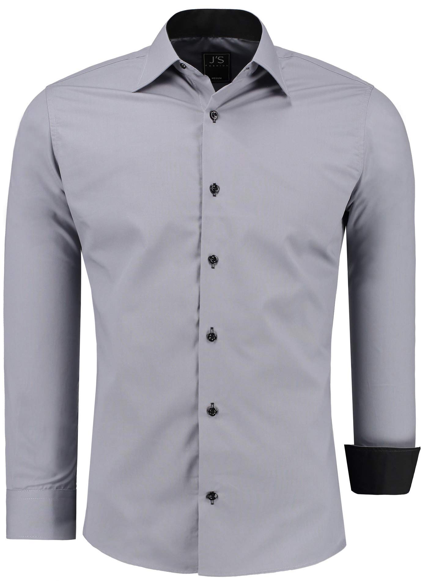 J'S FASHION Camicia da Uomo a Maniche Lunghe, Slim Fit, Facile da Stirare, Taglie UE: dalla S alla 6XL