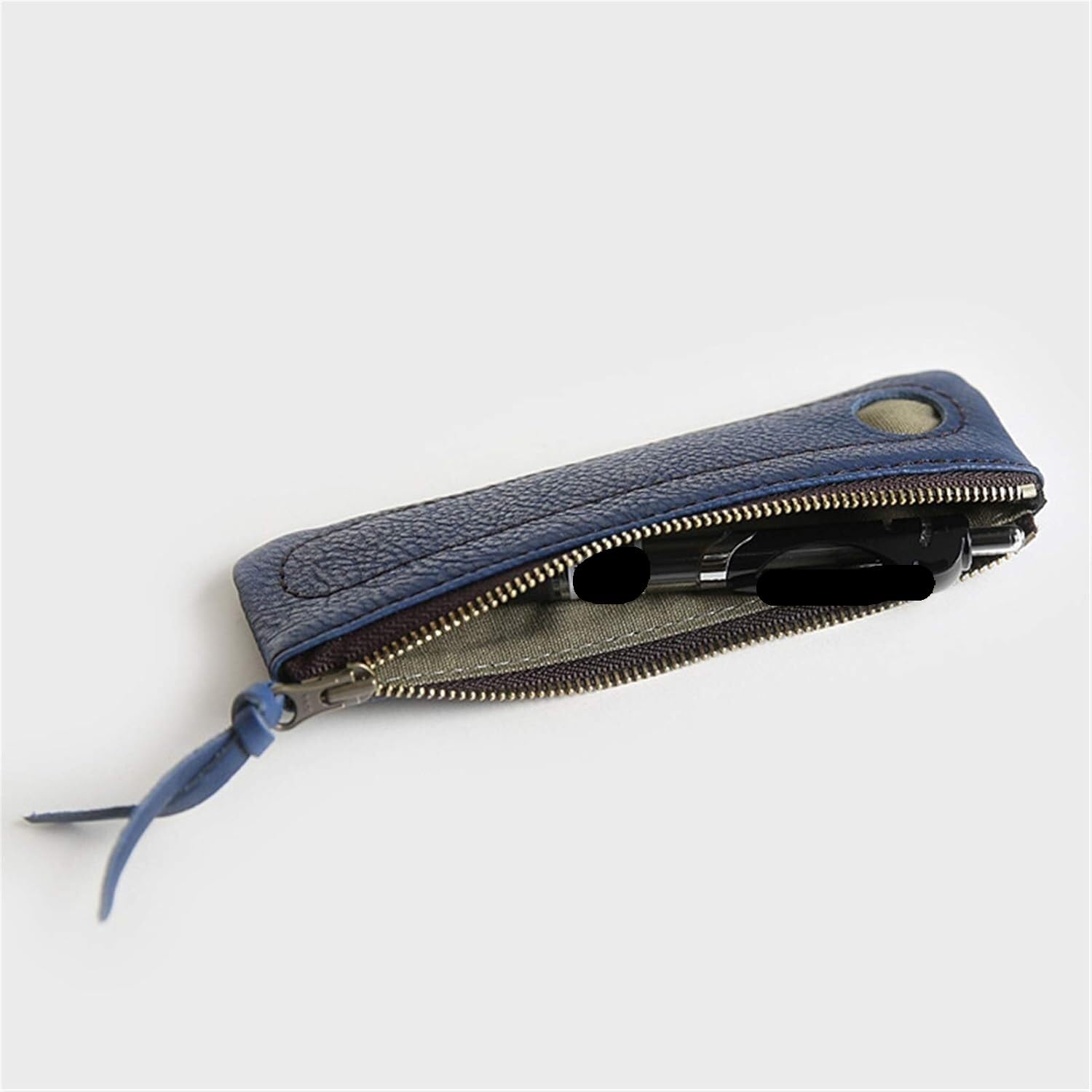 Astuccio in pelle, astuccio piccolo, Astuccio in pelle con cerniera for cancelleria Multicolor 17x5x1cm(Blue)