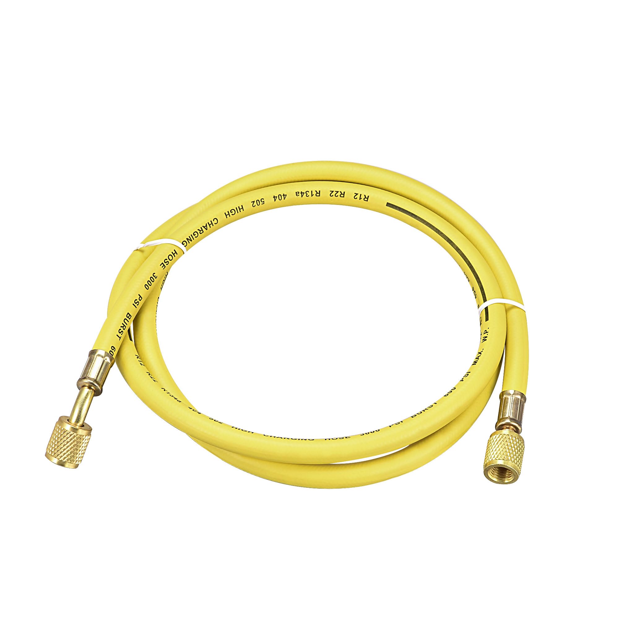 sourcing map Tuyau Remplissage réfrigérants 1/4pouce Filetage 4.92Pi Longueur 600PSI Tube pour Entretien Réfrigération Climatiseur Domestique Jaune