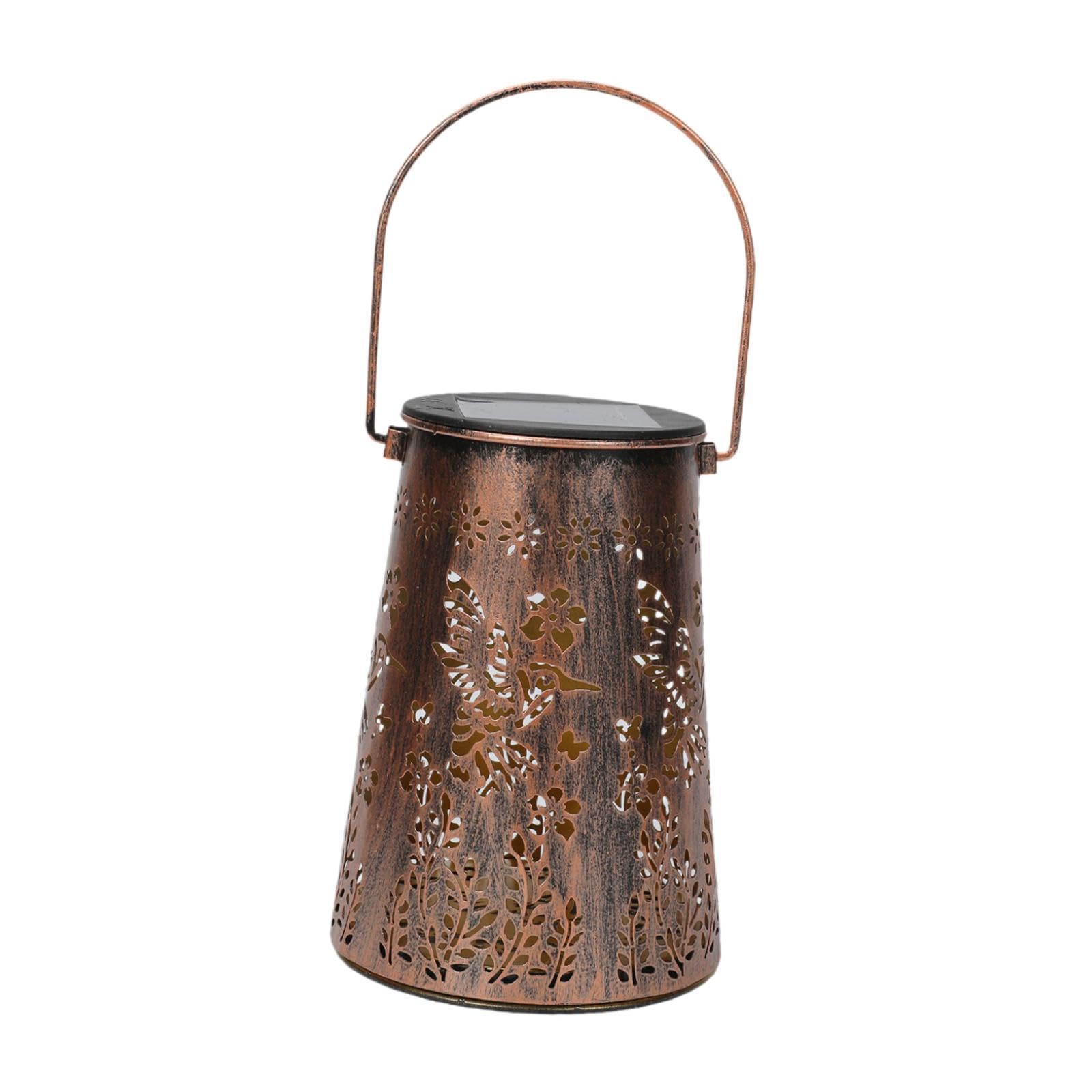 Lanterna Solare Lanterna da Esterno Lampada LED Appesa Proiezione Stelle Metallo Antico Impermeabile Adatta Spazi Esterni Casa Regalo, Luci Colorate