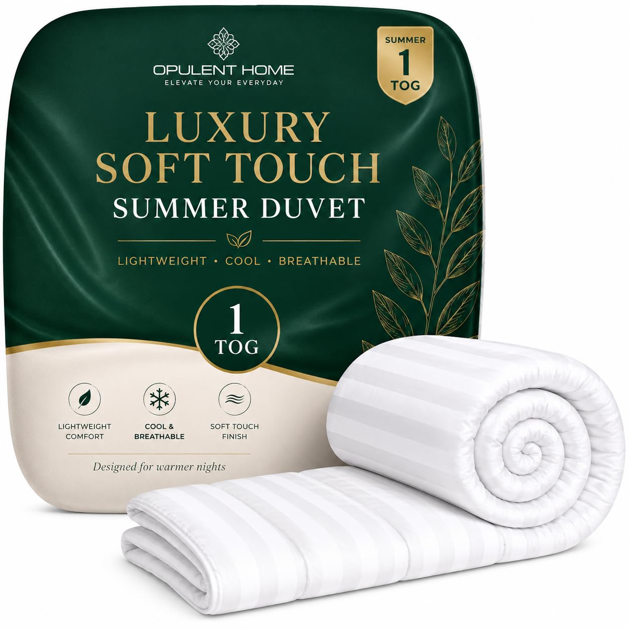 Opulent Home White 1 Tog Summer Duvet Single 135X200cm - Ultra Lightweight Cooling Duvet For Hot Sleepers | Oeko-Tex Certified, Breathable Microfibre, Hypoallergenic, Machine Washable, Made In Uk