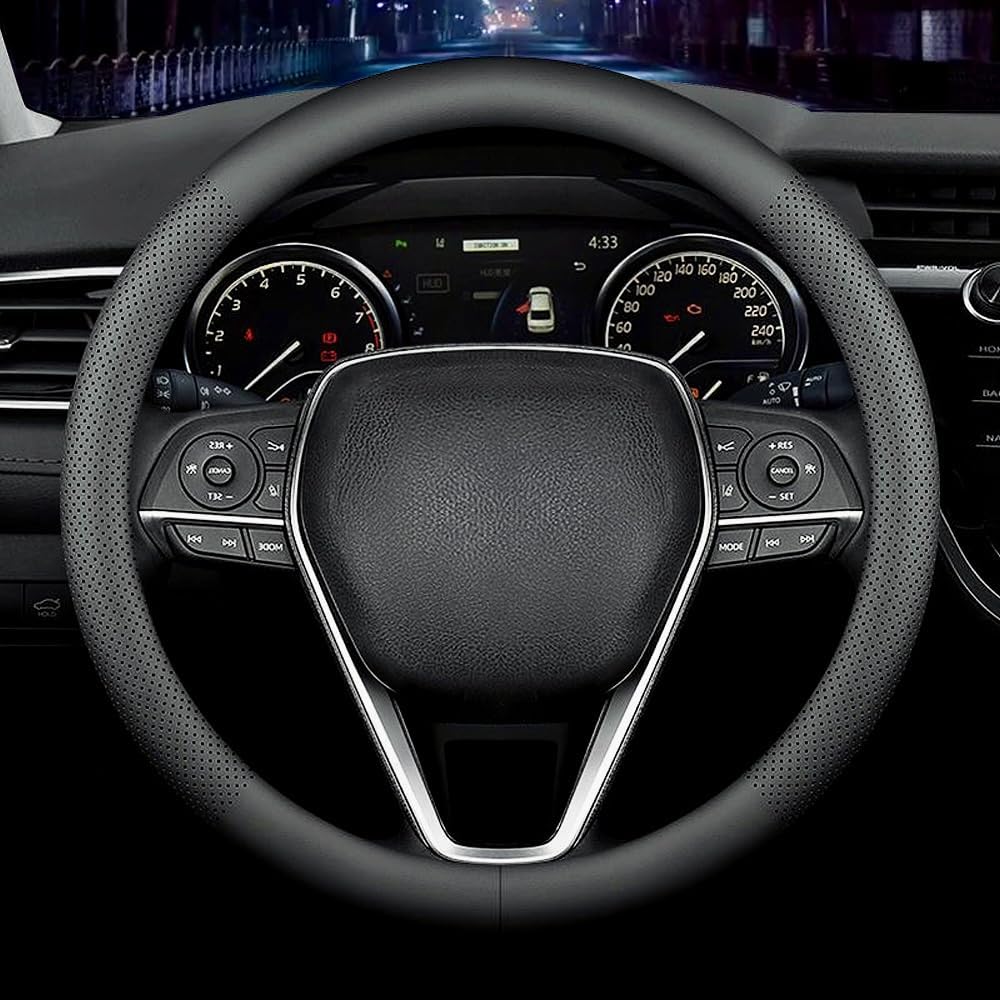 ONEMAJI Car Steering Wheel Cover for Hyun-dai I10 I20 I30 I40 IX20 IX35 Solaris, Leather Protector Anti-Slip Breathable Steering Protector Interior Decoration