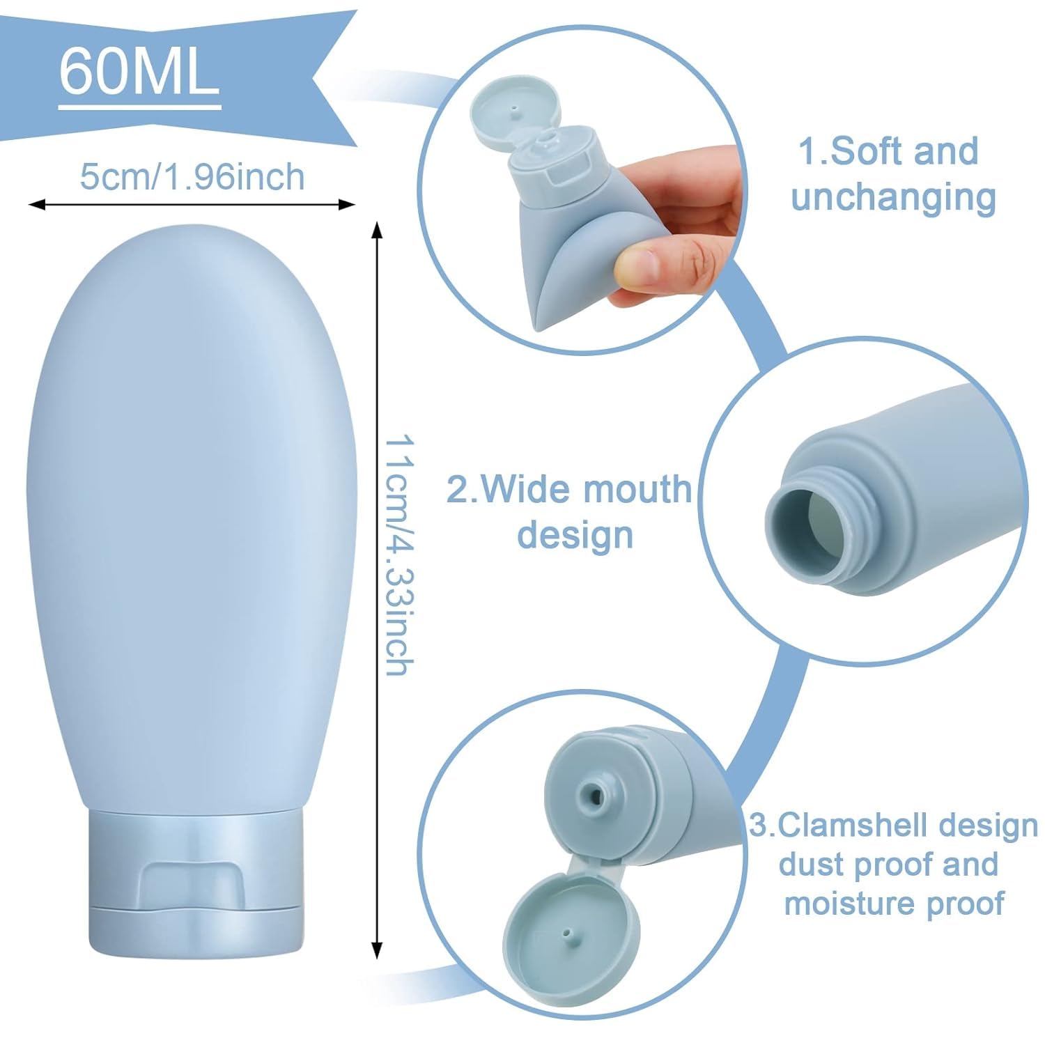 PiyuBind 60 ml Travel Bottles Set Leak-Proof | Refillable Toiletry Containers for Shampoo, Lotion & Sanitizer | Portable Travel Size Bottles for Men & Women (60ml 6 Bottle)