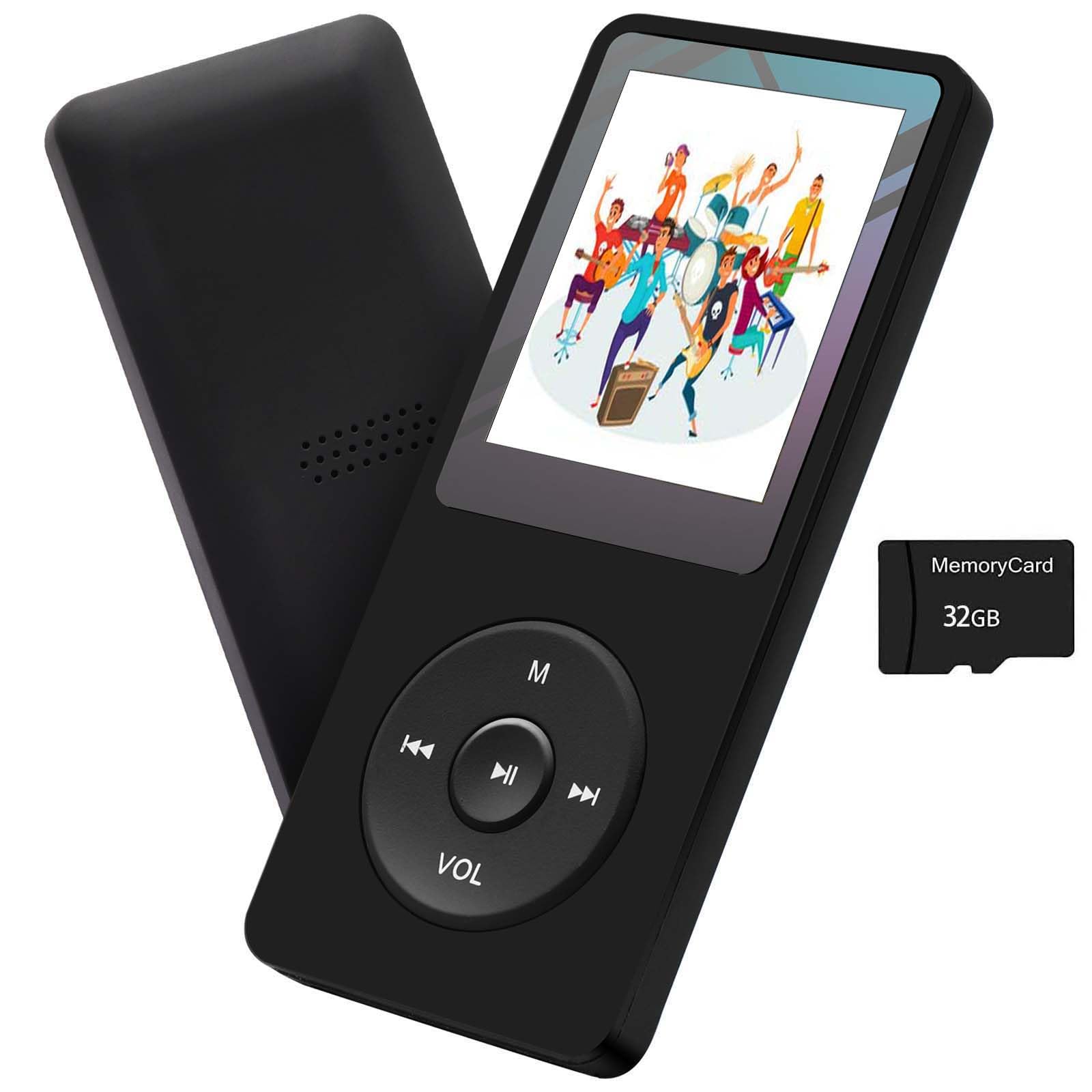 MP3 Player 32GB Music Player Voice Recorder with Speaker Earphone Portable HiFi Lossless Sound E-Book HD Screen 1.8 inch Support up to 128GB (