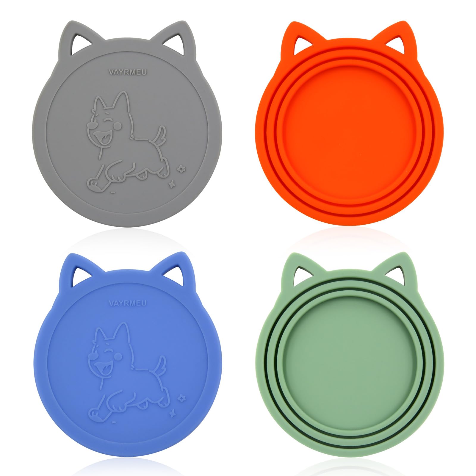 VAYRMEU 4 Pack Pet Food Can Cover Silicone Food Can Lids,Universal BPA Free, One Fit Most Standard Size Food Cans - 1