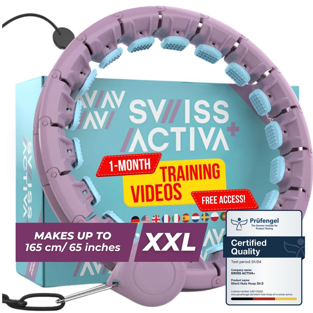 Swiss Activa+ Infinity Hoop with Weight Ball – 60-112 cm Smart Hula Hoop that Never Falls – Infinity Hoop – Fitness Hula Hoop – Fitness Hoop Hula Hoop with Ball –Smart Hoola Hoop