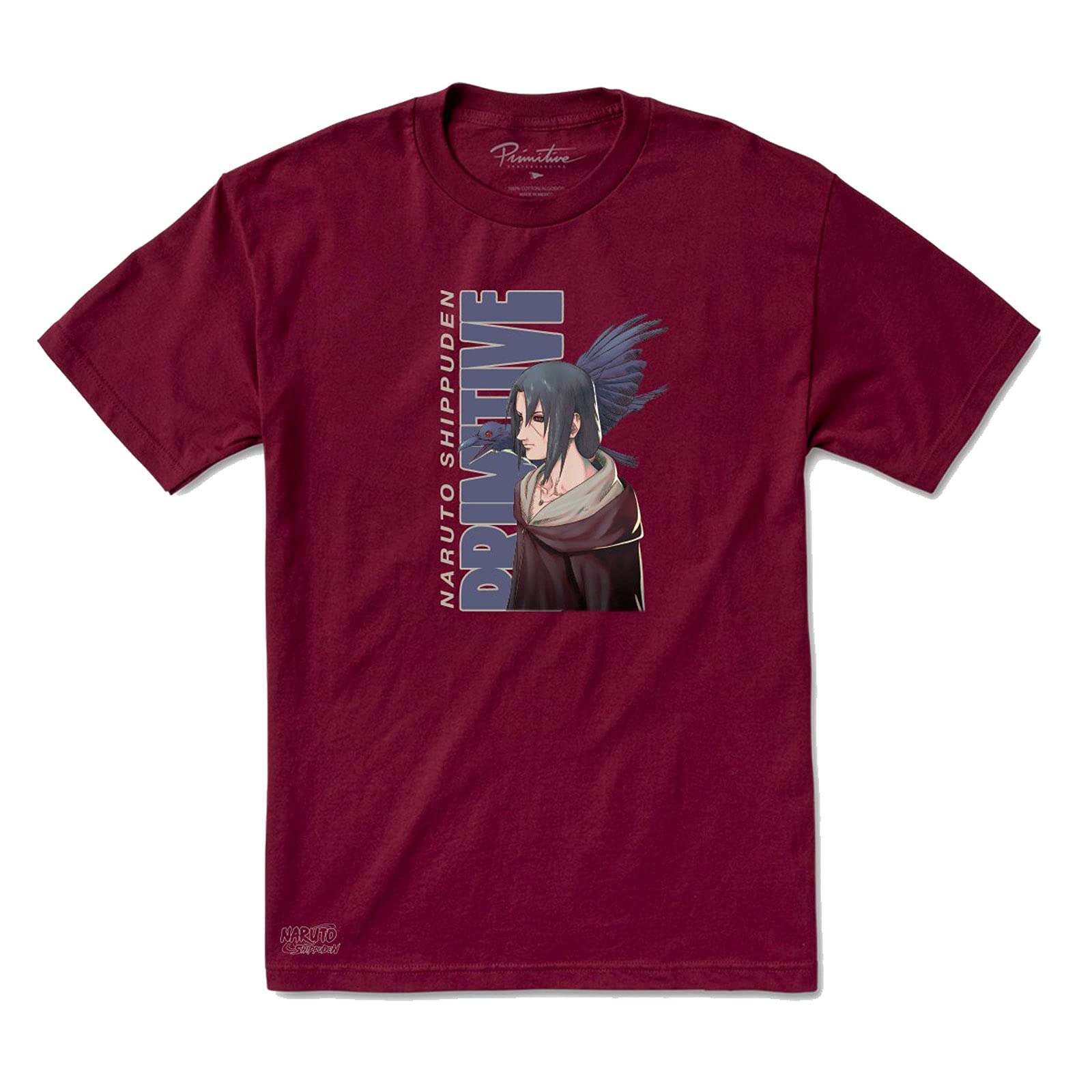 PrimitiveSkateboarding x Naruto Shippuden Itachi Sharingan Men's Short Sleeve T Shirt Burgundy L