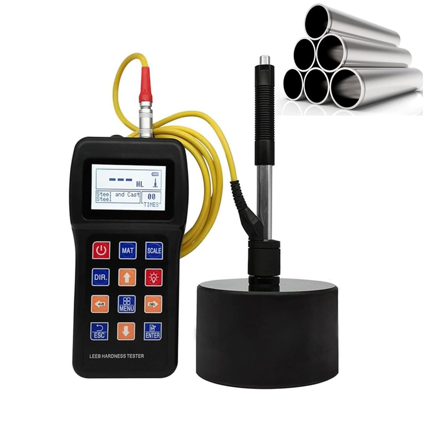 JozyJul Leeb Hardness Tester, 170 to 960 Hld Rockwell Metal Hardness Gauge Durometer, D Type Impact Device, for Metal for Steel Iron Bronze Copper Materials