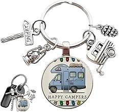 Retro Camper Van Keychain, Practical and Stylish, Travel Trailer Accessories, Cute Car RV Keychain, Ideal for Decorating and Personalizing Your Motorhome
