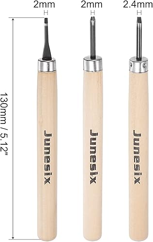 Miniatura 2 de uxcell Juego de 3 cinceles de cuchillos de tallado de madera, pequeño triángulo redondo plano para manualidades, escultura, carpintero,