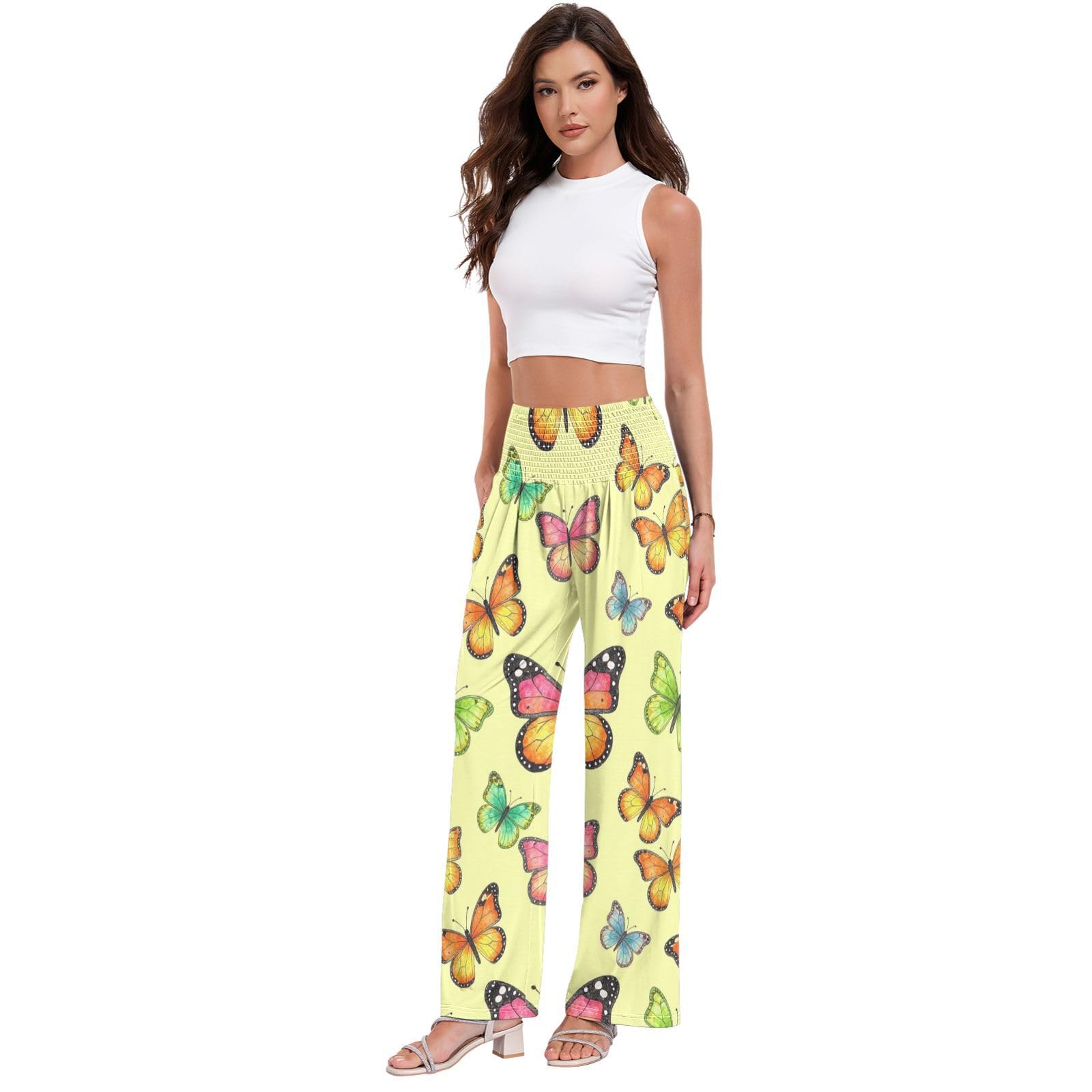 Butterfly Boho - Pantalones de yoga para mujer, ligeros, elásticos, informales, ropa de descanso
