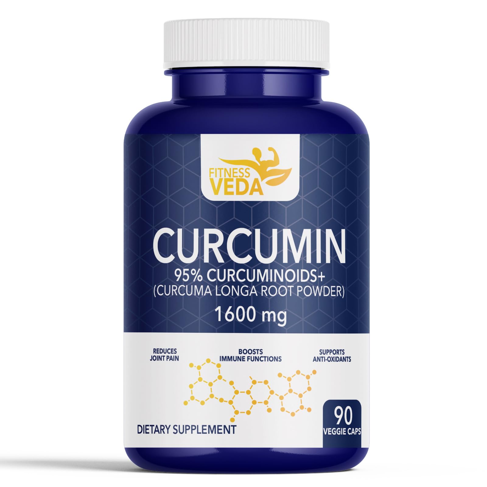 FITNESSVEDA Curcumin Long Rootn- 1600mg with 95% Curcuminoids Higher Absorption- Antioxidant inflammatory Supplement - For Skin, Joint Support, Improve Immune System (90 Veg Capsule)-image-40