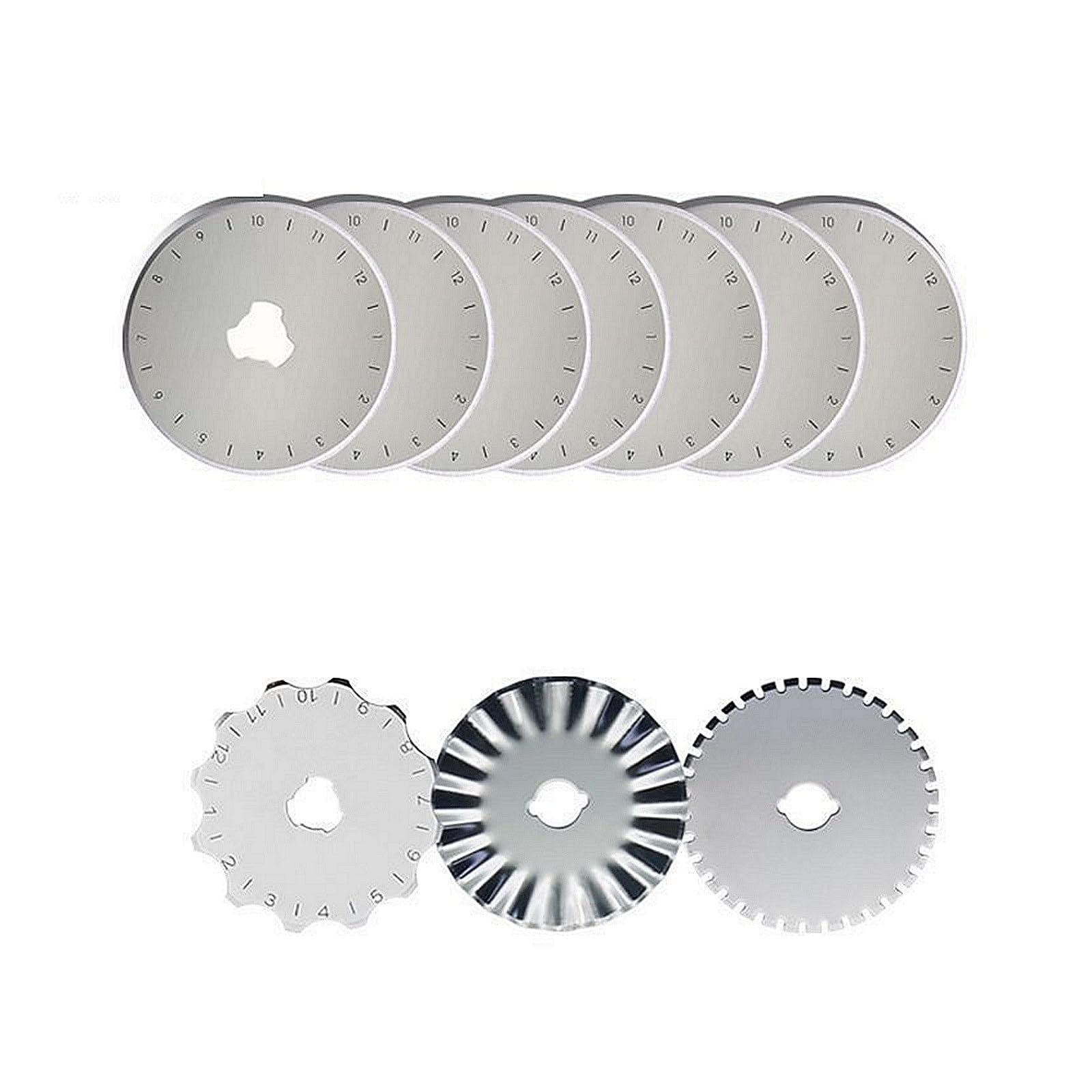 Vleant 10 Pack Mix Shape 45mm Rotary Cutter Replacement Blades Durable Rotary Cutter Versatile Blades for Quilting Scrapbooking Sewing Arts Crafts
