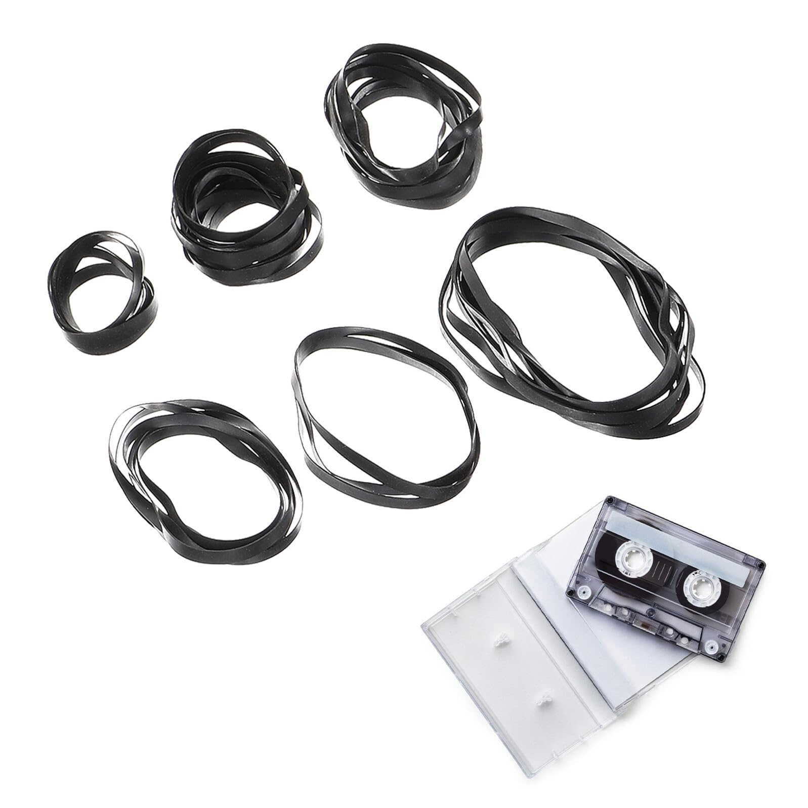 Zerodeko 50Pcs Cassette Player Drive Rubber Belts 4Mm Flat Square Tape Deck Replacement Bands for Recorder and Dvd Drive Repair Compatible with Cassette Tape Decks