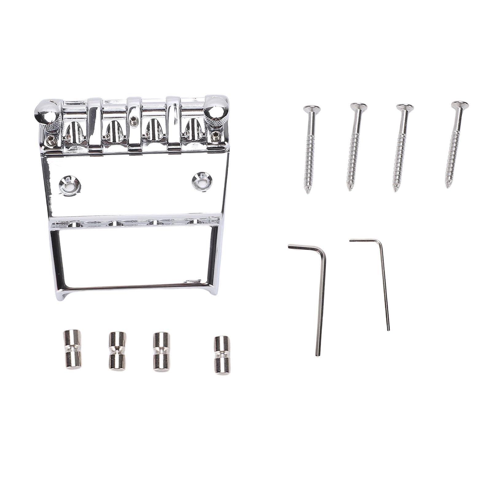 Fockety Bassbrücke für Rickenbacker, 4 Saiten, 18 Mm, Verstellbare Sättel aus Verchromter Zinklegierung, Bassgitarrenbrücke, Sattelbrücke für Bassgitarrenteile
