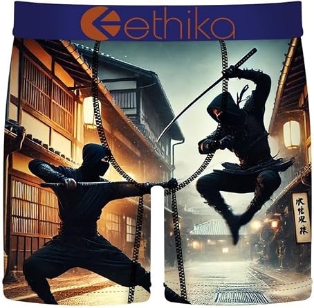 Ethika Mens Mid Boxer Brief, Extended Length, 4-Way - Floating Astro