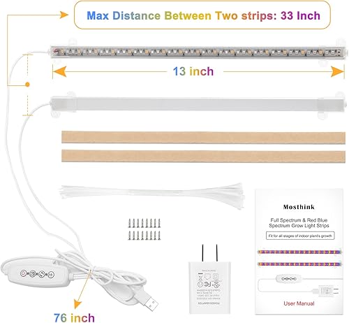 Miniatura 8 de Mosthink Luces de cultivo para plantas de interior tiras de luz de crecimiento con temporizador automático de 3612 horas luces de crecimiento de