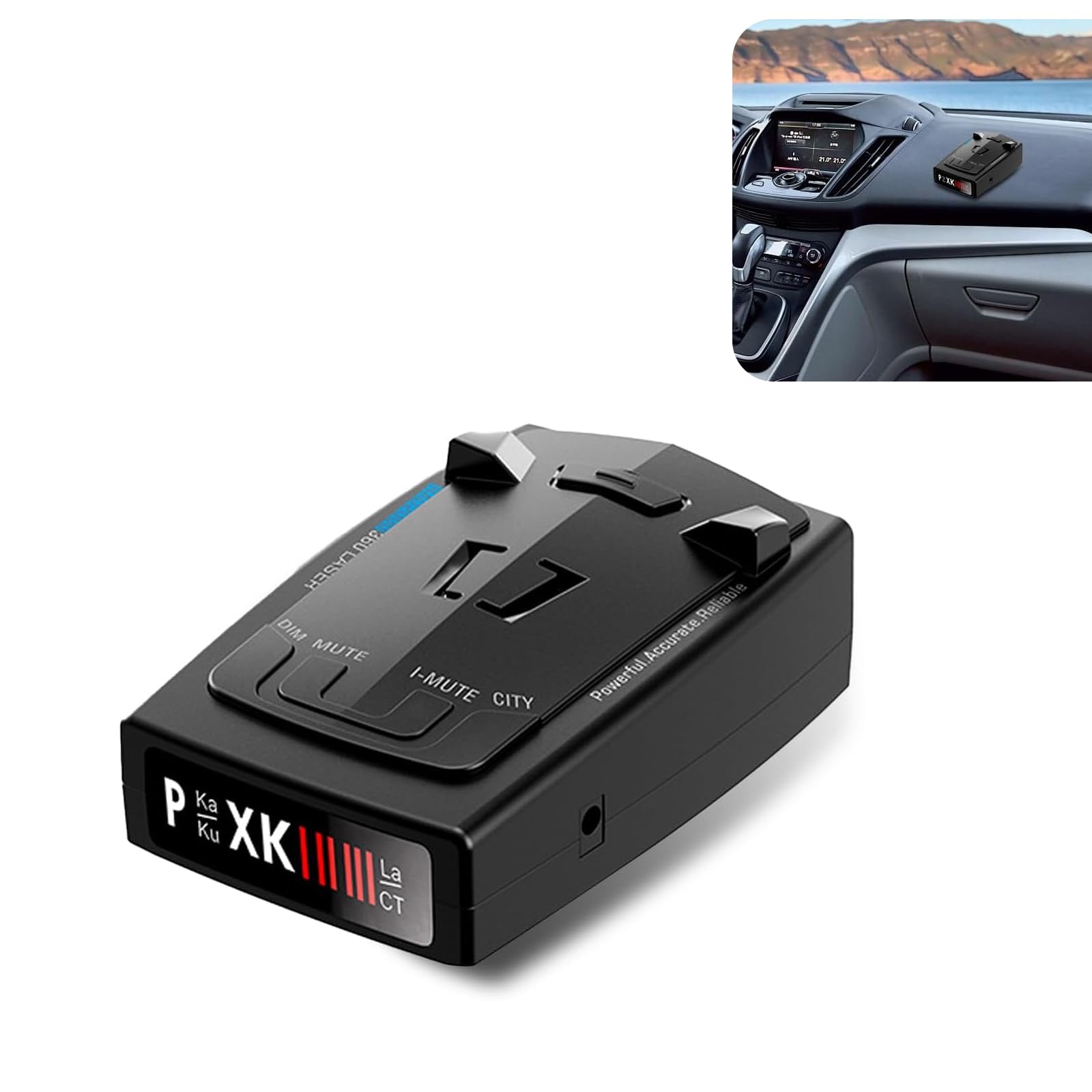 YAWUROU RAD2000 Car Laser Radar Detector, 360 Degrees Car Laser Radar Velocity Detector, City & Highway Modes Multi-Language Speed Alarm Safety Accessory, Universal for Cars Trucks SUVs (Black)