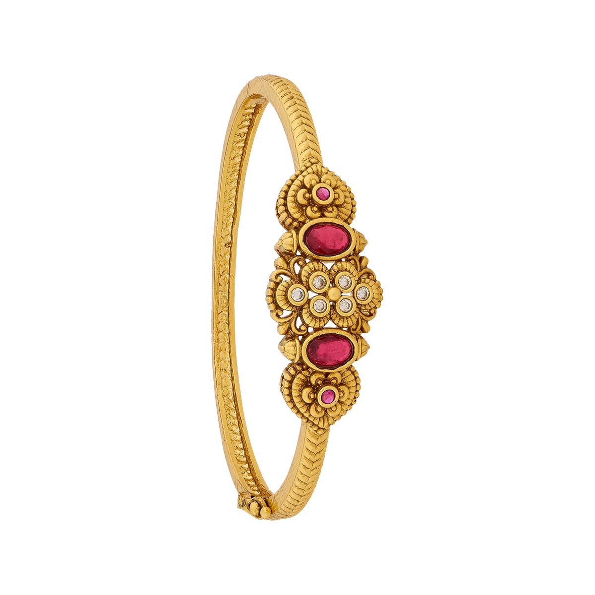 Fashion Jewellery Ruby Gold Polished Copper Antique Locking System Kada, Best for Festive & Special Occasion- 454319