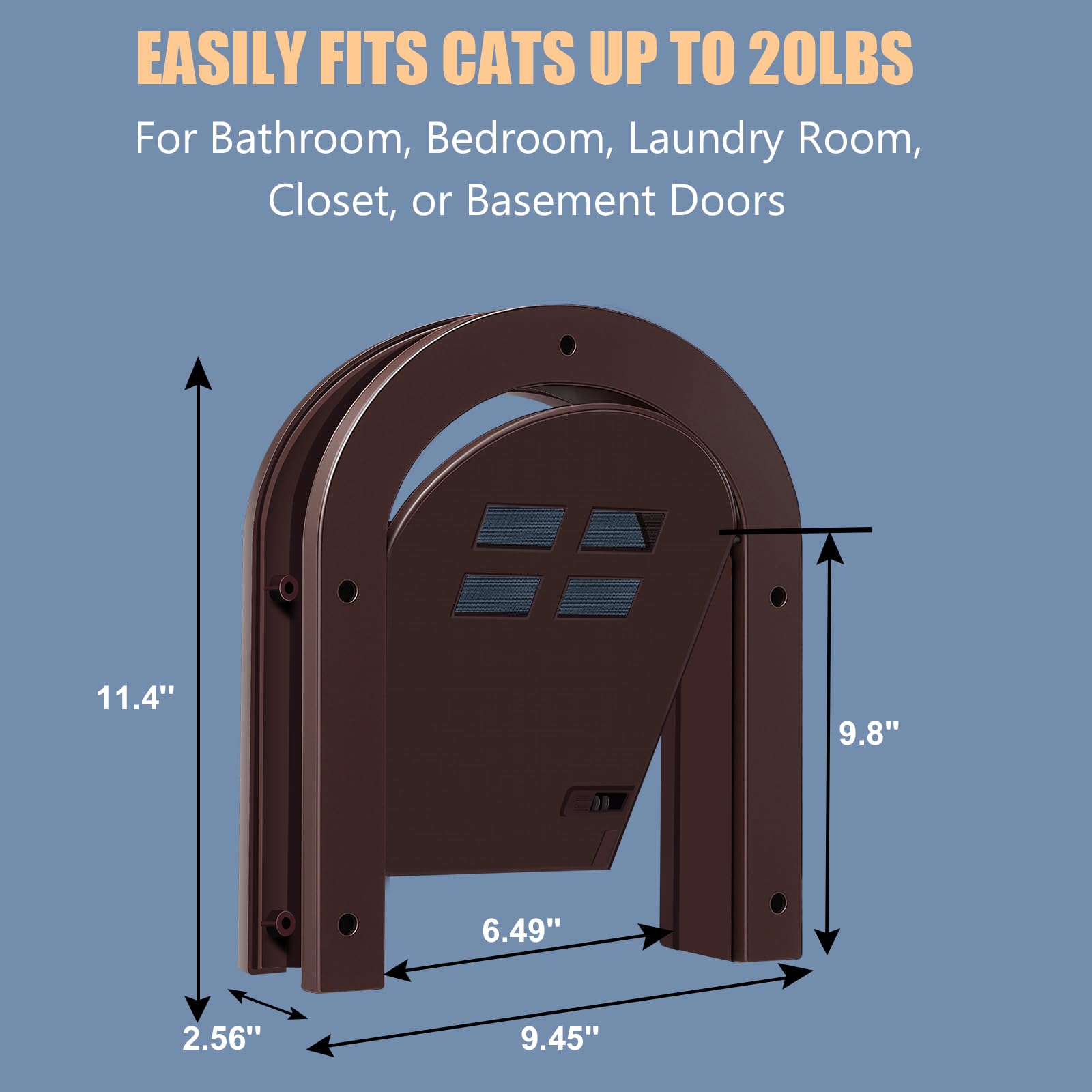 Wordcam Puerta interior para gatos, bloqueo de 2 vías para gatos de hasta 20 libras, puertas para mascotas (marrón)
