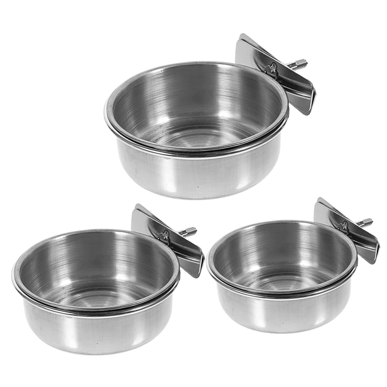 Yardwe Ciotole in Acciaio Inox per Uccelli Sospese, Set da 3 Pezzi Mangiatoia per Gabbia, Tazze per Cibo e Bacini D'acqua per Pappagalli e Uccelli Domestici