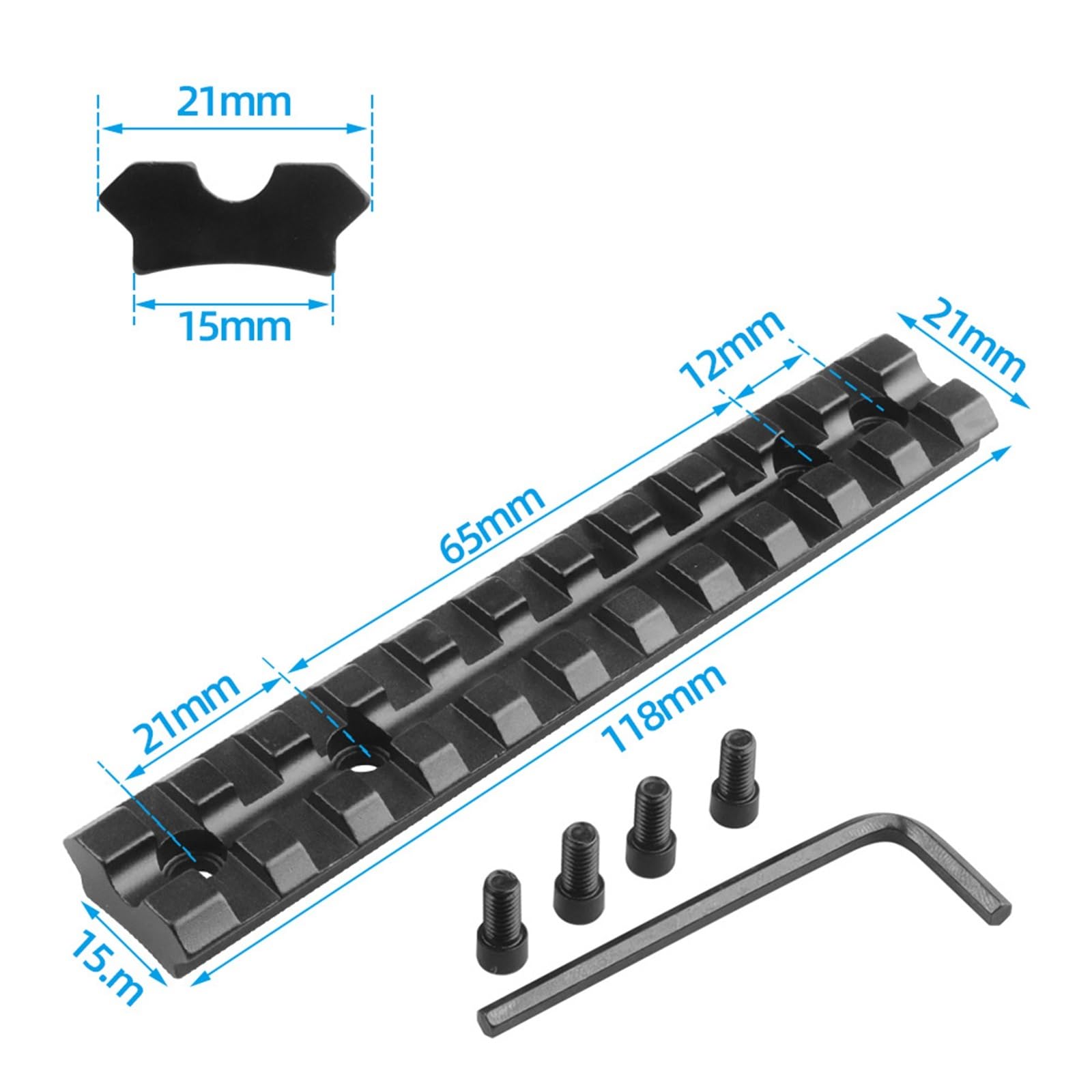 Profilo Basso Lega di Alluminio Picatinny Monte Ferroviaria per Supporti 10/22, 11 Slot Binario Tattico