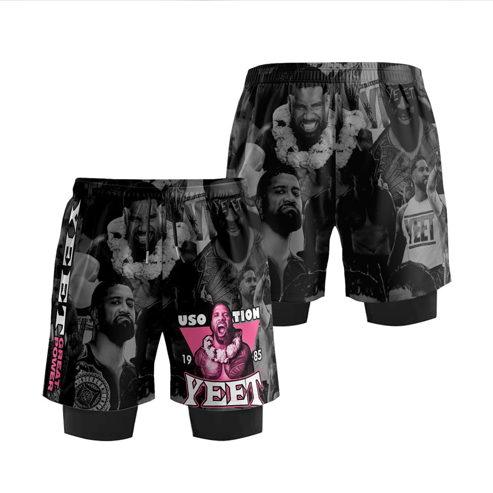 Jey USO Yeet 3D Fashion Sports Women Mens 2 in 1 Shorts Outdoor Sportwear