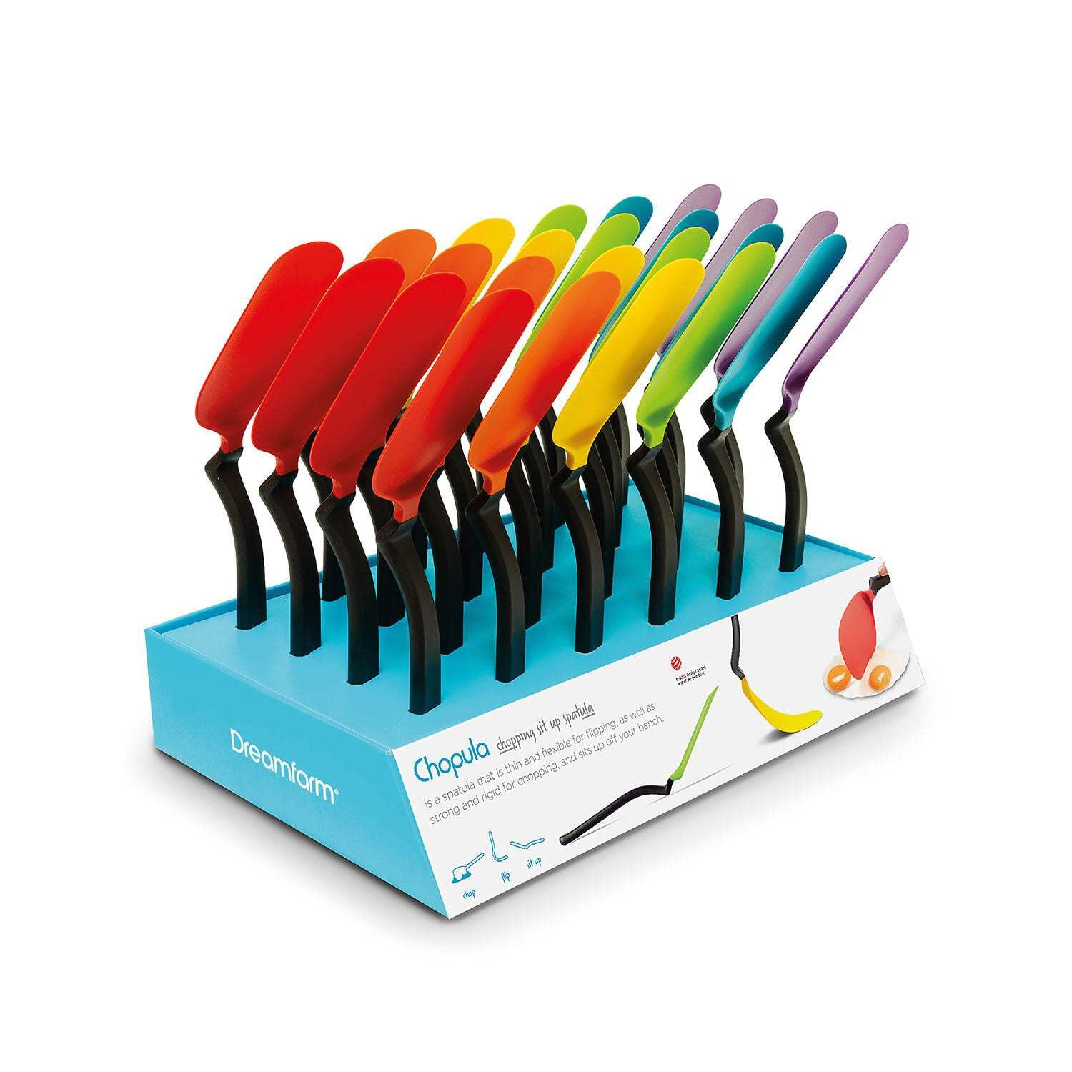 Dreamfarm Chopula | Super Flexible Sit-Up Kitchen Utensil Flipping, Chopping, & Serving Spatula | Chops Food Up in the Pan | 1 Piece Random Colour