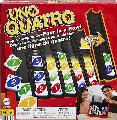 Mattel Games UNO Quatro Juego de mesa cuatro en raya con fichas, +7 años (Mattel HPF82)