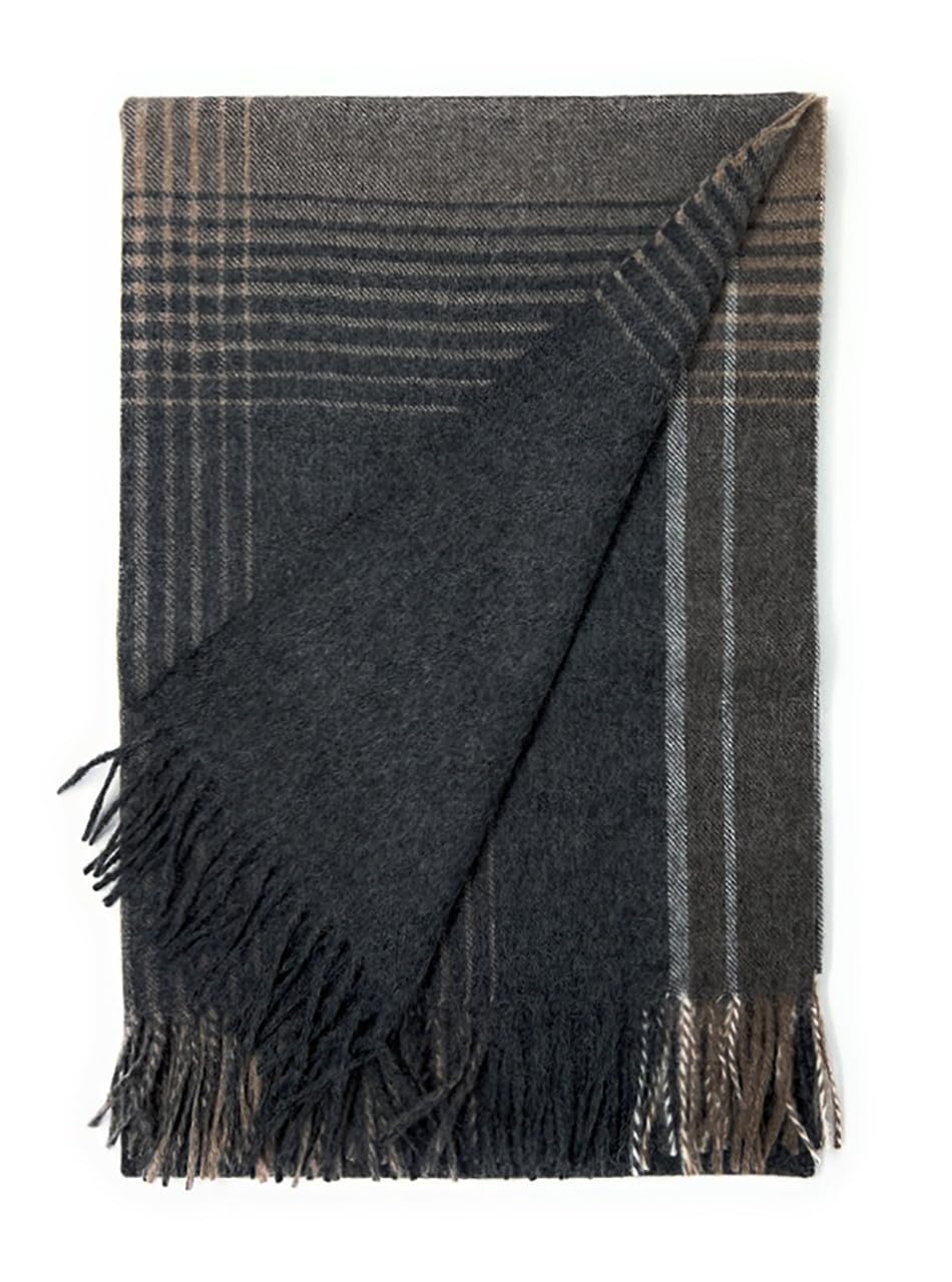 | Destination Plaid Alpaca Throw Blanket | 100% Baby Alpaca Wool | 6.6 Feet Long X 4.25 Feet Wide | Hypoallergenic, Soft & Cozy (Gotham)