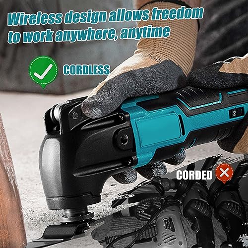 Multifunctioneel gereedschap compatibel met Makita 18 V lithium-accu, 170 W borstelloze motor oscillerend gereedschap voor snijden, polijsten, zagen, 6000-20000 tpm, 6-traps snelheidsregeling, zonder - Afbeelding 5
