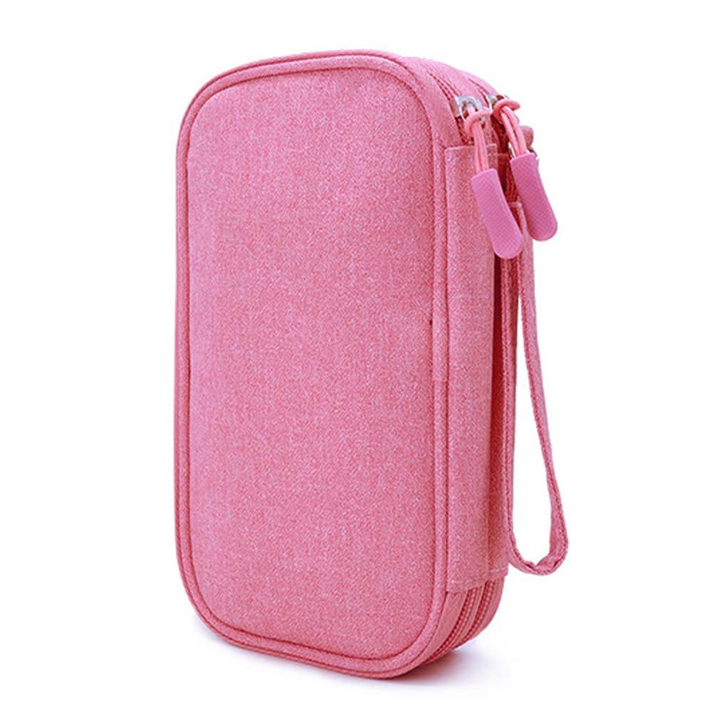 Diabetic Supplies Bag Travel Case Organizer for Insulin Pens, Blood Sugar Test Strips, Glucose Meter, Lancets, Lancing Device, Needles, Syringes, Alcohol Wipes, Diabetes Testing Kit Case (Pink)