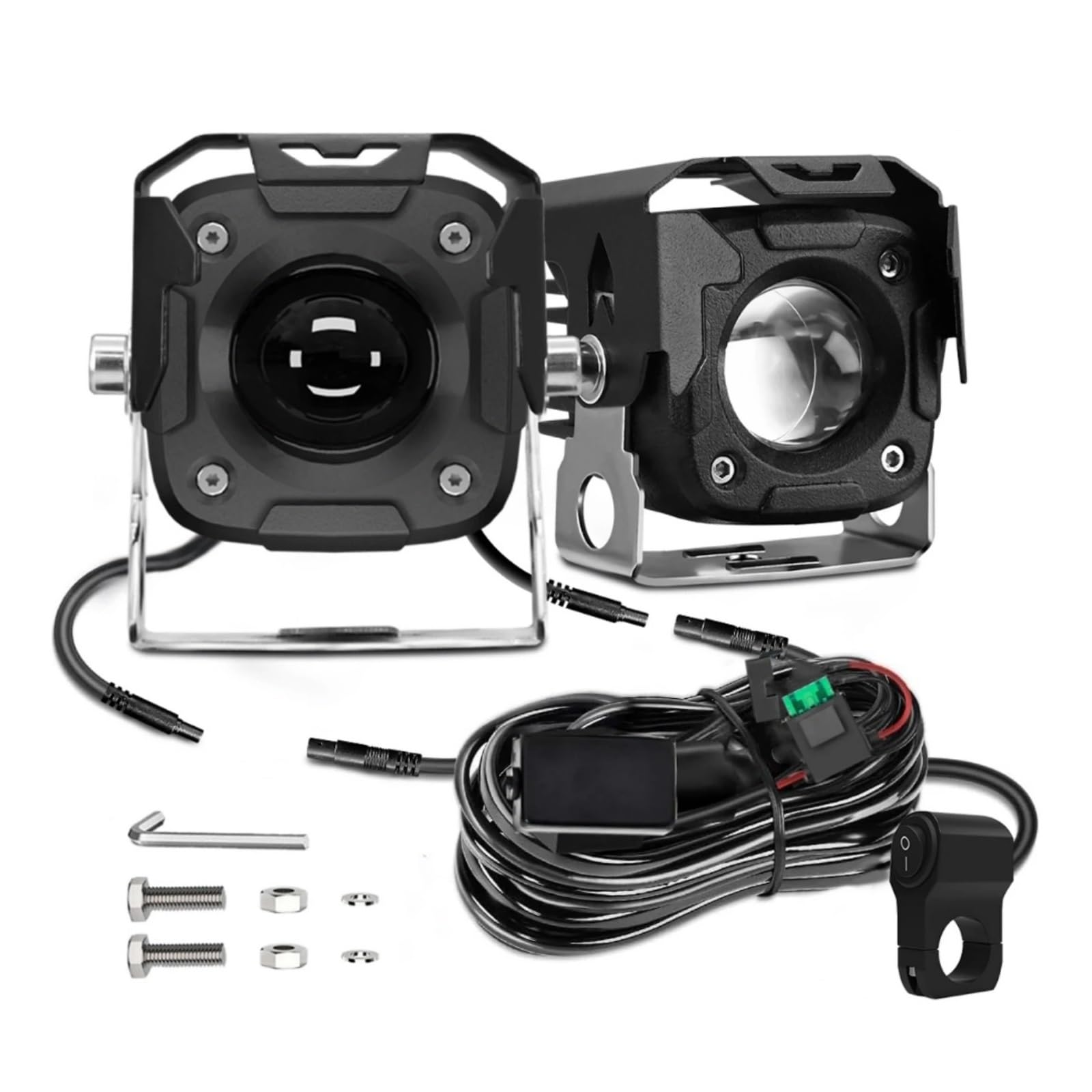 SANCAK Faros De Motocicleta Foco LED Alta Potencia Para Motocicleta 240W 20000LM Juego Interruptor Cable Tira 6 Colores Auxiliar Para Coche Y Camión 12V