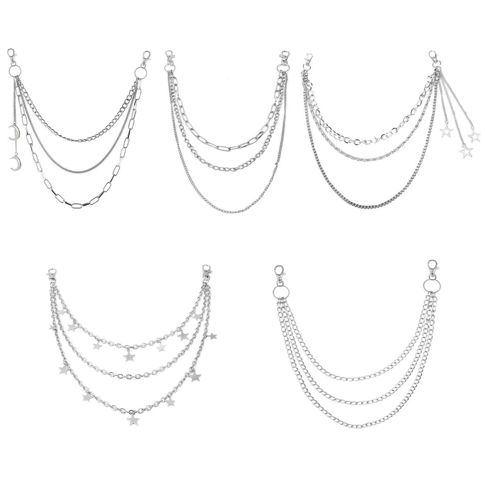 Spetsbst 8 stuks broekketting voor dames en heren, set met riemkettingen, punk riemketting voor dames, rock ketting voor heren, broekkettingen, hip hop voor portemonnee, tas, riem, jeans, broek