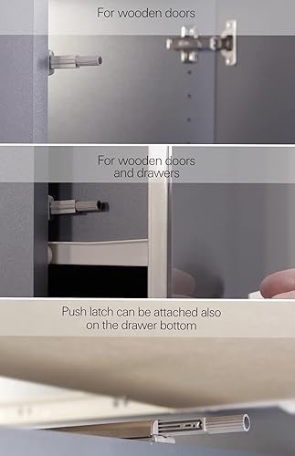 Vista 16 de Titus+ PushLatch - Pestillo de puerta para abrir, sistema de apertura para puertas de gabinete y cajones (paquete de 2)