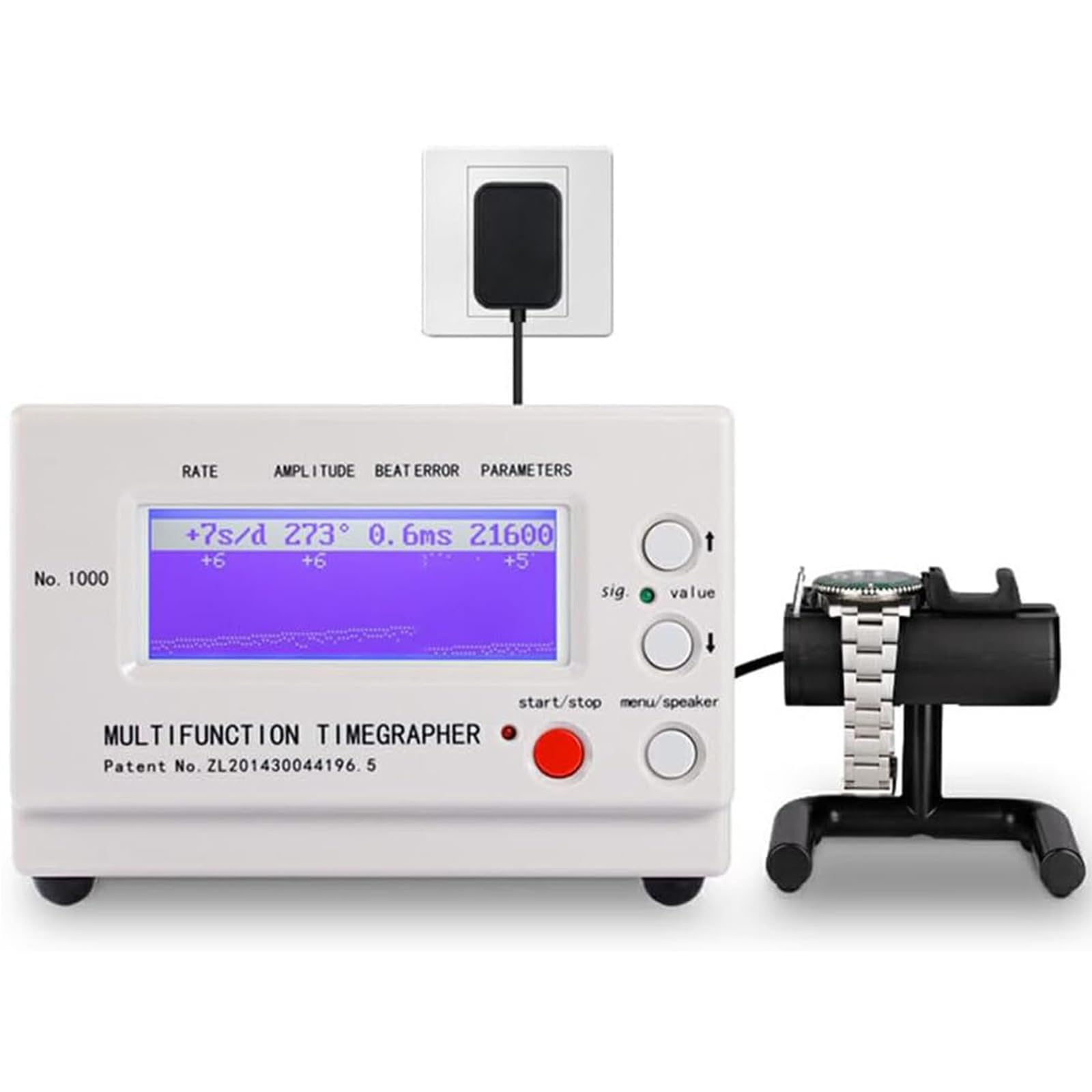 Cronocomparatore Professionale No.1000 – Strumento di Calibrazione per Orologi con Display LCD E Microfono, 6 modalità di Posizione, per Orologi Meccanici E Automatici White