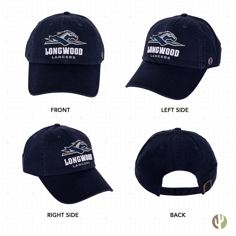 Desert Cactus Longwood University Baseball Cap - Adjustable LU Lancers Embroidered Hat In Blue - View #9