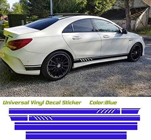 MountainValleyClimber Universal Car Racing Body Side Stripe Skirt Roof Hood Decal Sticker for All Cars Vinyl Bumper Decal(4Pcs) (Blue)