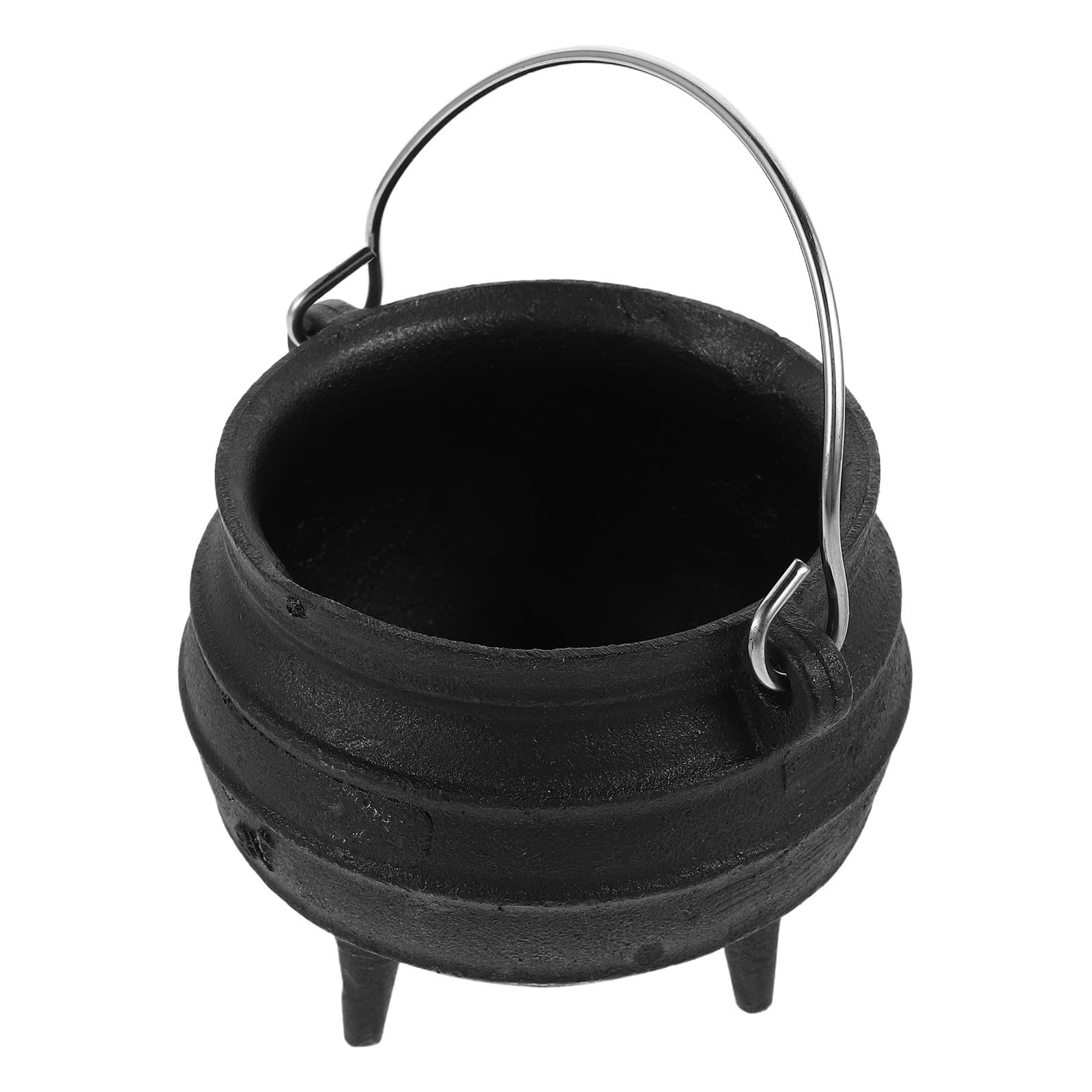 KICHOUSE Olla de Hierro Fundido Quemador Resistente al Calor con Trípode y Asa, Mini Caldero Negro para Quemar Incienso y Aromaterapia para Rituales y Adorno Espiritual