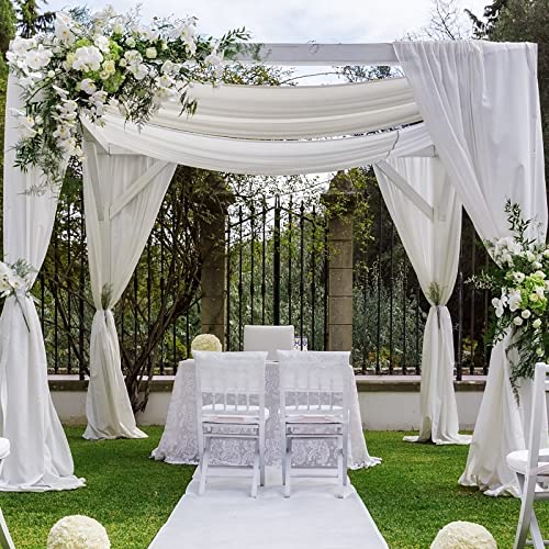 Wedding Ceiling Drapes 5 ft x 20 ft Long White Chiffon Draping Fabric for Wedding Chiffon Arch Drapes Fabric Sheer Curtains for Wedding Party Ceremony Stage Swag Tent Decorations (6 Pieces)